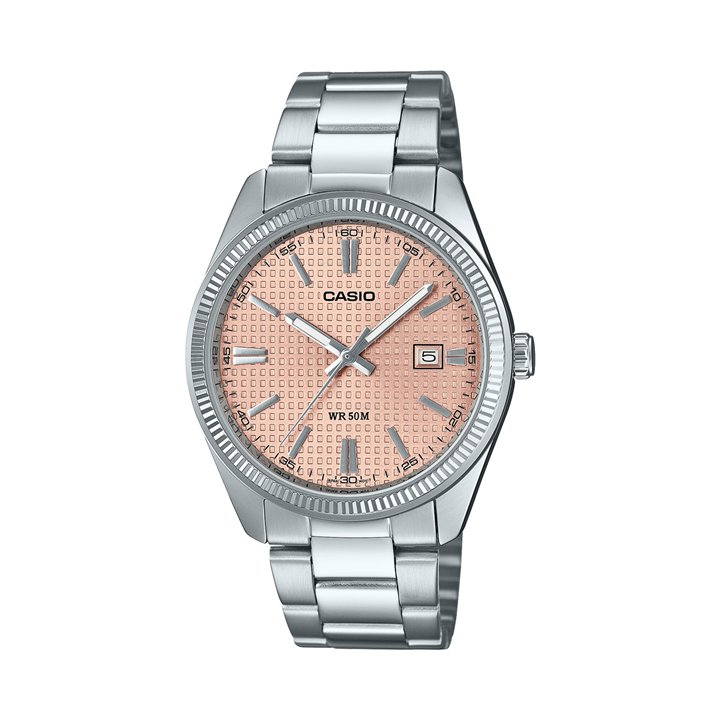 CASIO COLLECTION Mod. DATE - GOLF BALL DIAL - ANTIQUE PINK - WW.MTP-1302PE-4AVEF - Teknashop Ltd