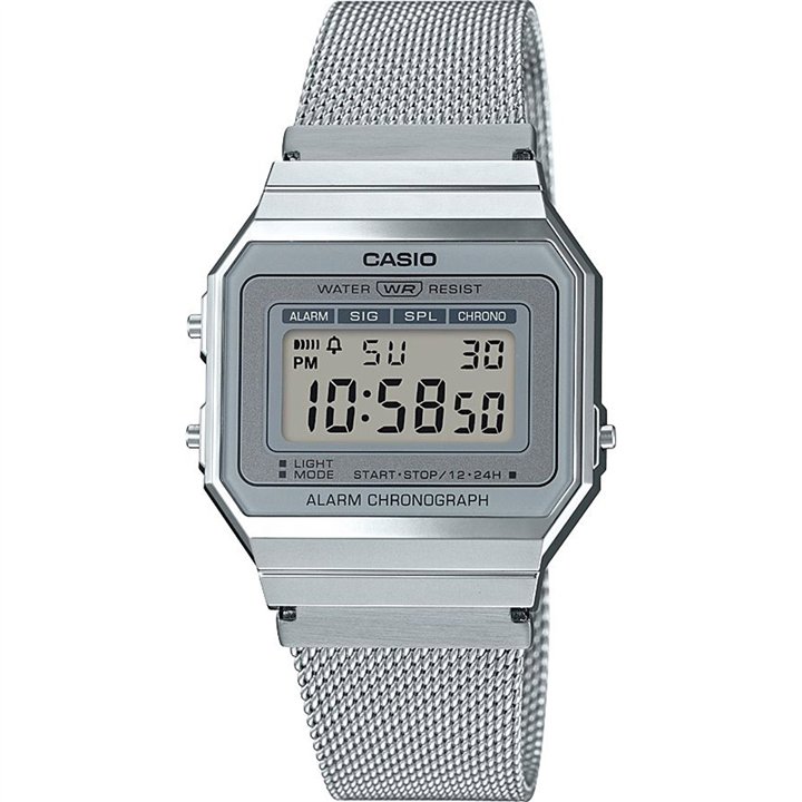 CASIO VINTAGE Mod. ICONIC SLIM DESIGN - SILVER MESH - WW.A700WEM-7AEF - Teknashop Ltd