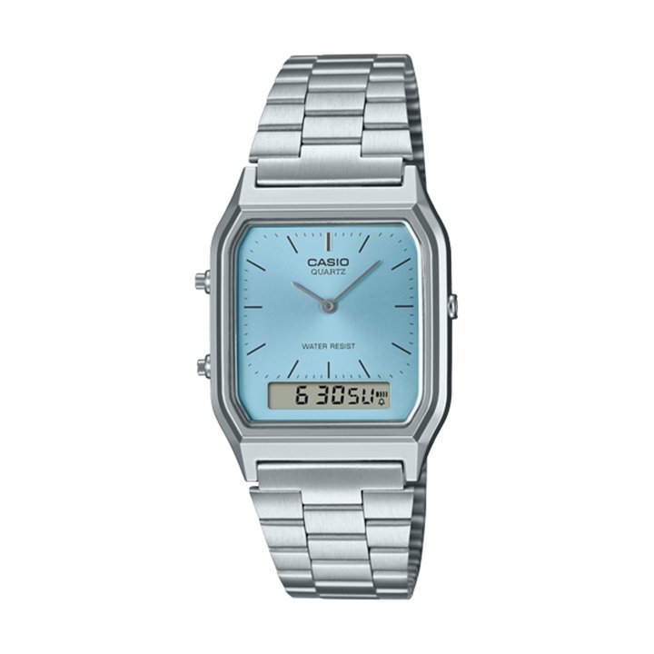 CASIO VINTAGE Mod. EDGY COLLECTION SUNRAY DIAL - LIGHT BLUE - WW.AQ-230A-2A1MQYES - Teknashop Ltd