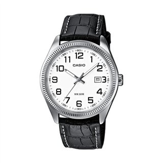CASIO COLLECTION Mod. DATE,  LEATHER - WHITE, NUMBERS - WW.MTP-1302PL-7BVEF - Teknashop Ltd