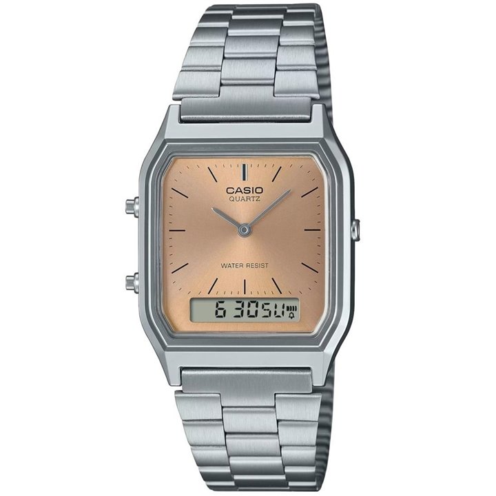 CASIO VINTAGE Mod. EDGY COLLECTION SUNRAY DIAL - PINK COPPER - WW.AQ-230A-4AMQYES - Teknashop Ltd