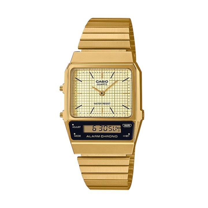 CASIO VINTAGE Mod. EDGY COLLECTION RETRO DIAL - GOLD - WW.AQ-800EG-9AEF - Teknashop Ltd