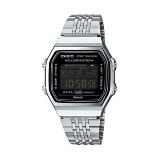 CASIO VINTAGE Mod. BLUETOOTH® SMARTPHONE LINK - STEEL - built-in accelerometer senses body movements + steps counter - BLACK - W