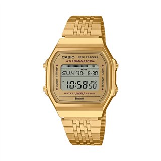 CASIO VINTAGE Mod. BLUETOOTH® SMARTPHONE LINK - GOLD - built-in accelerometer senses body movements + steps counter - GOLD - WW.