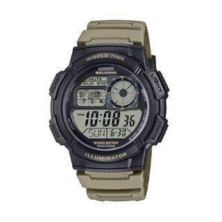 CASIO SPORT Mod. DIVER - WORLD TIME ILLUMINATOR 5 ALARMS, 10 YEARS BATTERY - TAUPE - WW.AE-1000W-5AVEF - Teknashop Ltd