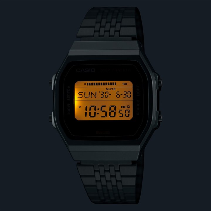 CASIO VINTAGE Mod. BLUETOOTH® SMARTPHONE LINK - STEEL - built-in accelerometer senses body movements + steps counter - BLACK - W