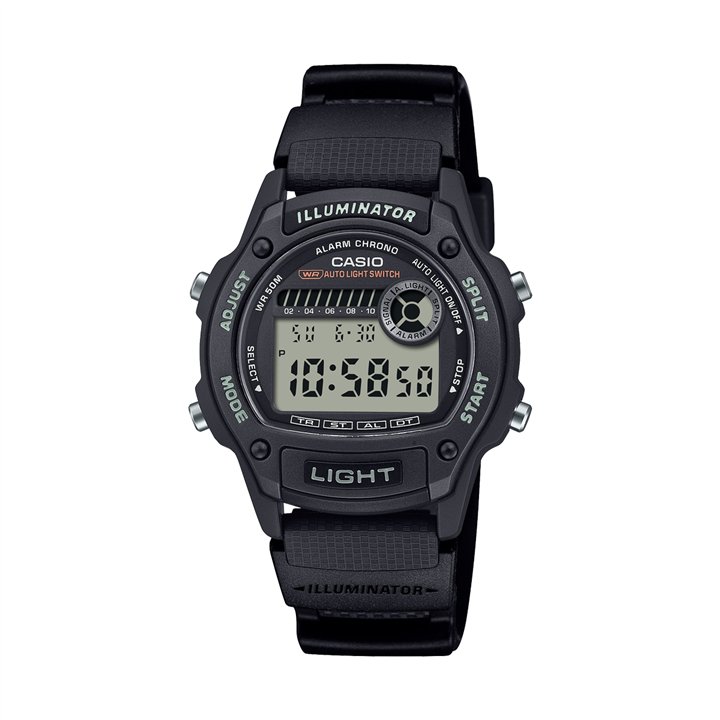 CASIO SPORT Mod. ILLUMINATOR SMALL WRIST 36.6mm case,  Bio-Based Resin strap - BLACK - WW.W-220H-1AVEF - Teknashop Ltd