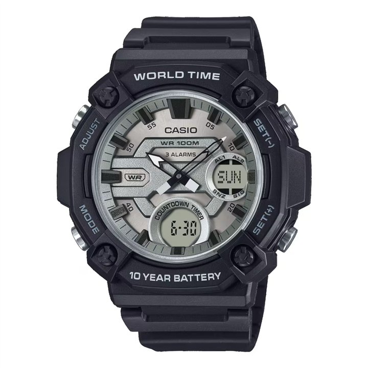 CASIO SPORT Mod. OVERSIZE 10 YEAR BATTERY - SILVER - WW.AEQ-120W-7AVDF - Teknashop Ltd