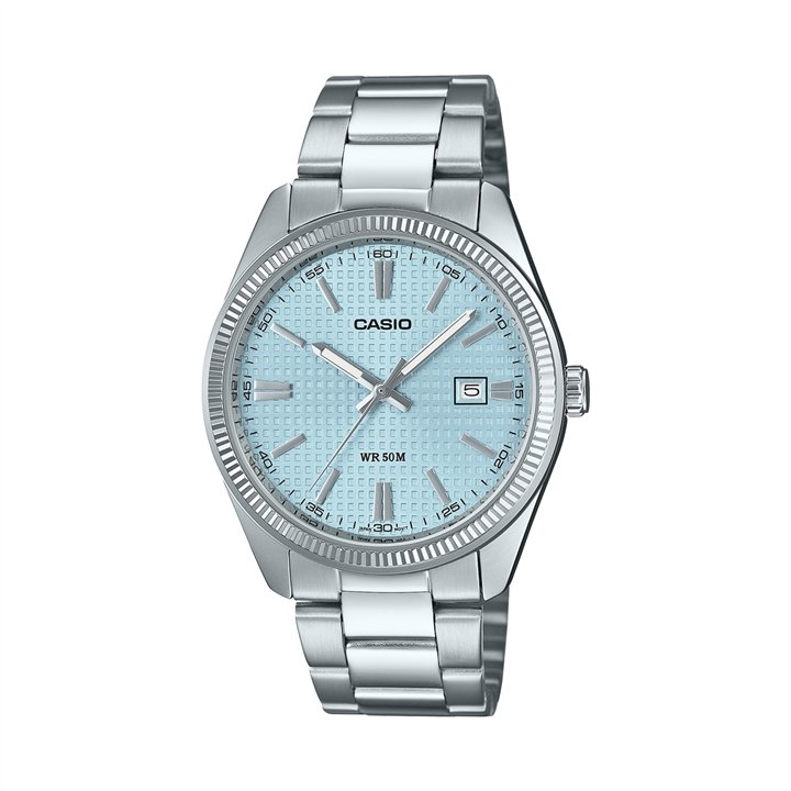 CASIO COLLECTION Mod. DATE - GOLF BALL DIAL - LIGHT BLUE - WW.MTP-1302PE-2AVEF - Teknashop Ltd