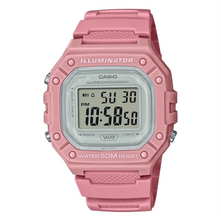CASIO TIMELESS COLLECTION Mod. SPORT ILLUMINATOR WR 50, ALARM, CHRONOGRAPH - PINK - COLORED SERIE - WW.W-218HC-4AVDF - Teknashop