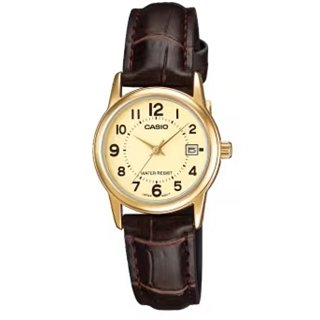 CASIO COLLECTION Mod. LADY DATE LEATHER - GOLD - WW.LTP-V002GL-9BUDF - Teknashop Ltd
