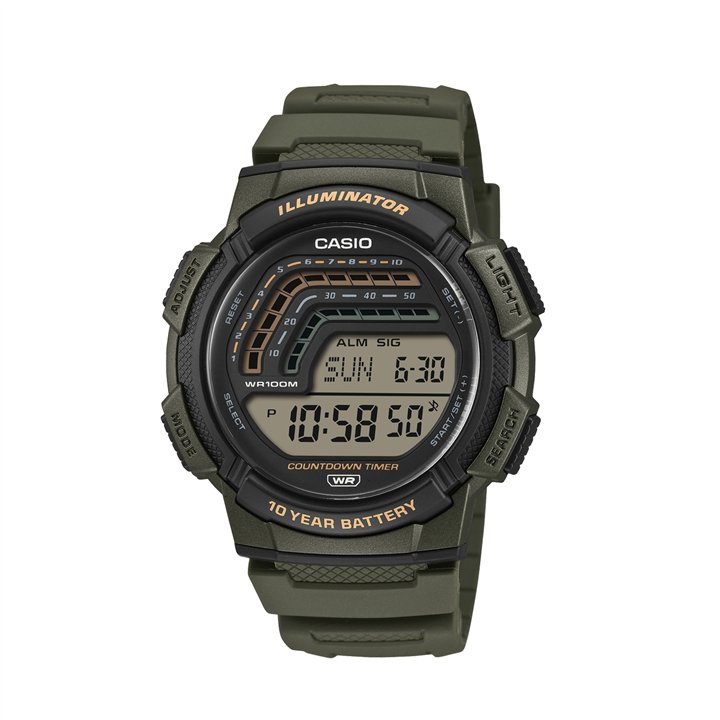 CASIO SPORT Mod. ILLUMINATOR - 10 YEARS BATTERY - GREEN - WW.WS-1800-3AVEF - Teknashop Ltd