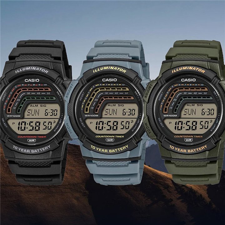 CASIO SPORT Mod. ILLUMINATOR - 10 YEARS BATTERY - GREEN - WW.WS-1800-3AVEF - Teknashop Ltd