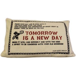 CUSCINI LETTERARI - Copricuscino in Juta lavata / Cotton pillow case  TOMORROW - Size 38x25cm - WW.SLEEP-C-12 - Teknashop Ltd