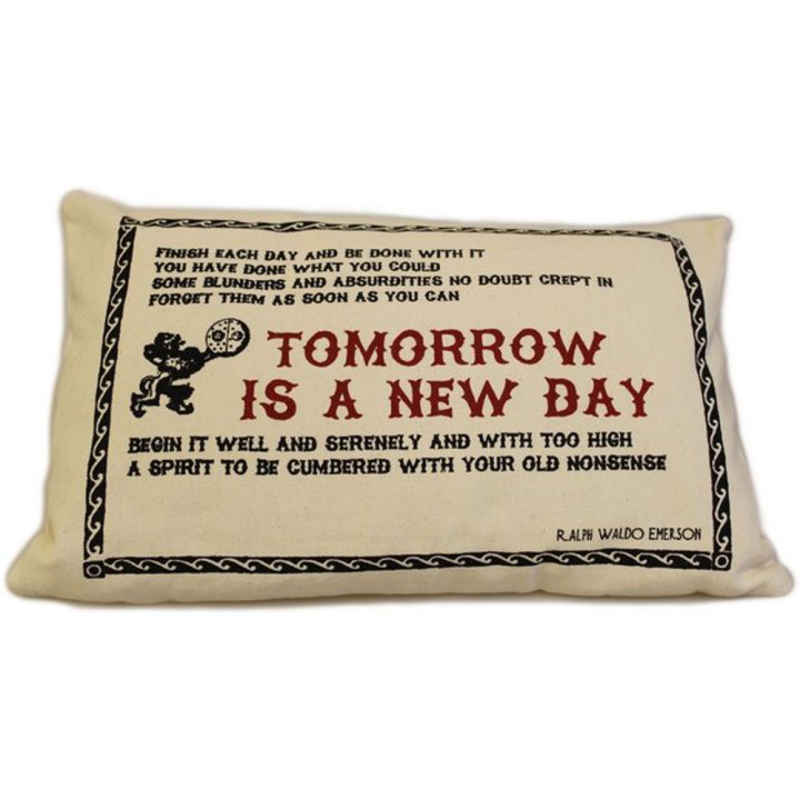 CUSCINI LETTERARI - Copricuscino in Juta lavata / Cotton pillow case  TOMORROW - Size 38x25cm - WW.SLEEP-C-12 - Teknashop Ltd