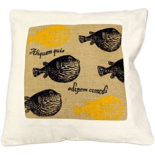 CUSCINI LETTERARI - Copricuscino in Juta lavata / Cotton pillow case  e Juta lavata ALIQUAM QUIS ADIPEM COMEDI - Size 40x40cm - 
