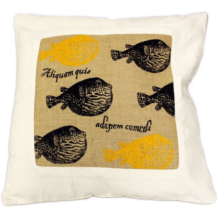 CUSCINI LETTERARI - Copricuscino in Juta lavata / Cotton pillow case  e Juta lavata ALIQUAM QUIS ADIPEM COMEDI - Size 40x40cm - 