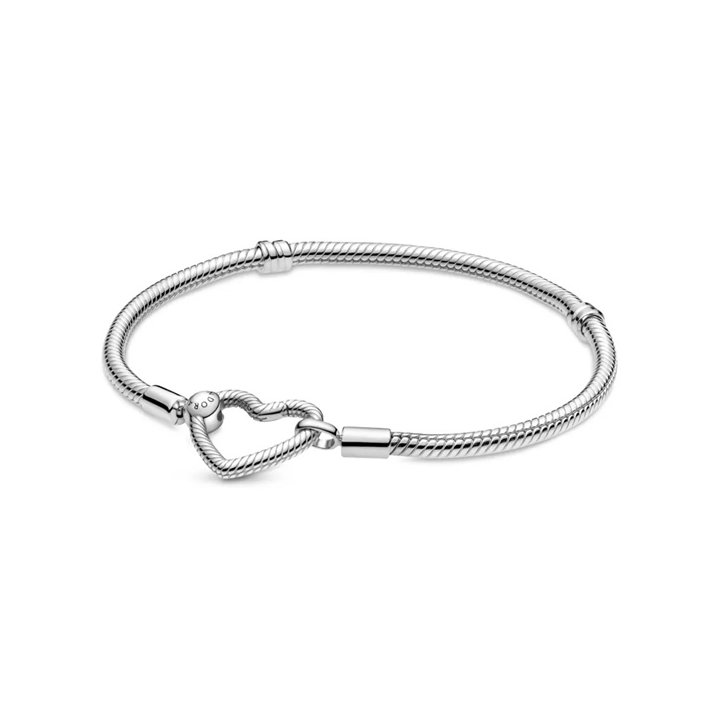 PANDORA JEWELRY Mod. MOMENTS HEART CLASP SNAKE CHAIN BRACELET - WW.599539C00-18 - Teknashop Ltd