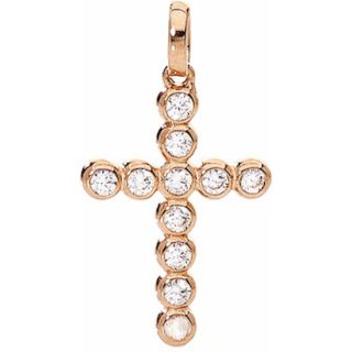 AMEN Mod. CROCE PICCOLA Argento IP Oro rosa e Zirconi - WW.CLBORB - Teknashop Ltd
