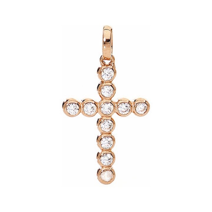 AMEN Mod. CROCE PICCOLA Argento IP Oro rosa e Zirconi - WW.CLBORB - Teknashop Ltd