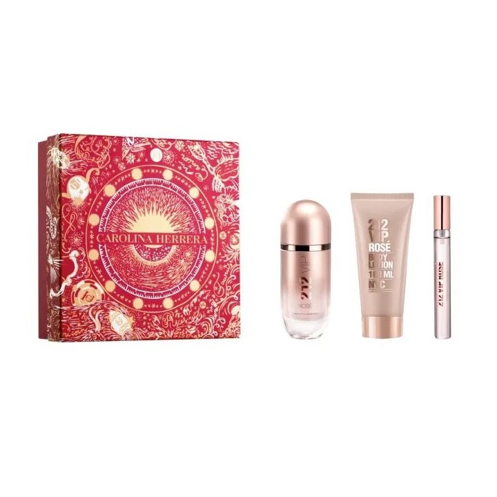 Carolina Herrera 212 Vip Rose Eau De Perfume Spray 80ml Set 3 Pieces Christmas 2023 - unisex - Teknashop Ltd