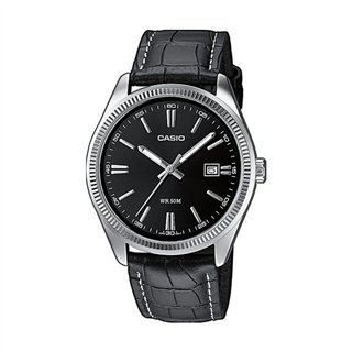 CASIO COLLECTION Mod. DATE, LEATHER - BLACK - WW.MTP-1302PL-1AVEF - Teknashop Ltd