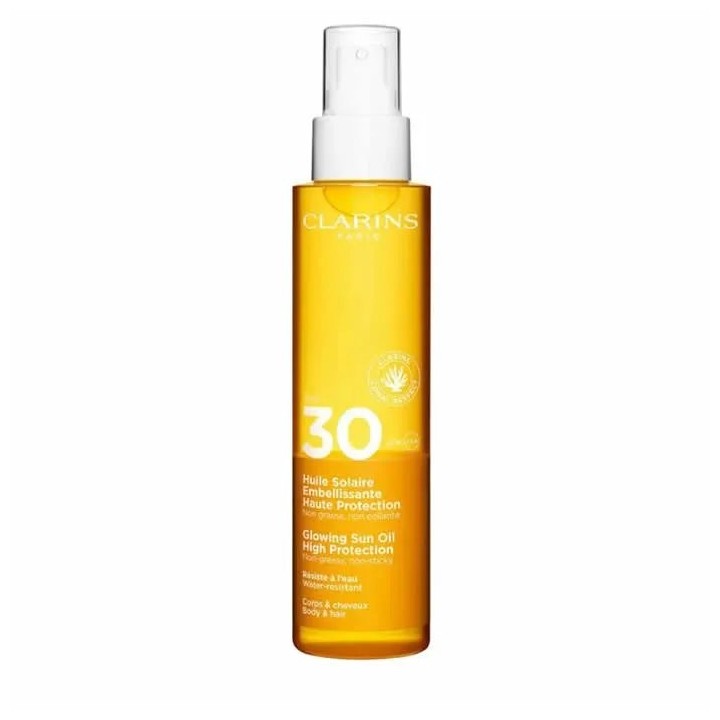Clarins Glowing Sun Oil High Protection Body And Hair 150ml - unisex - Teknashop Ltd