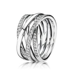 PANDORA JEWELS Mod. SPARKLING & POLISHED LINES - RING - Size 52 ***SPECIAL PRICE***