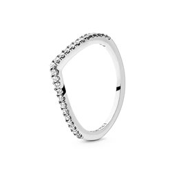 PANDORA JEWELS Mod. WISHBONE SILVER - RING WITH CLEAR CUBIC ZIRCONIA - Size 58 ***SPECIAL PRICE***