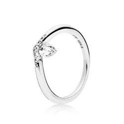 PANDORA JEWELS Mod. WISHBONE SILVER - RING WITH CLEAR CUBIC ZIRCONIA - Size 50 ***SPECIAL PRICE***