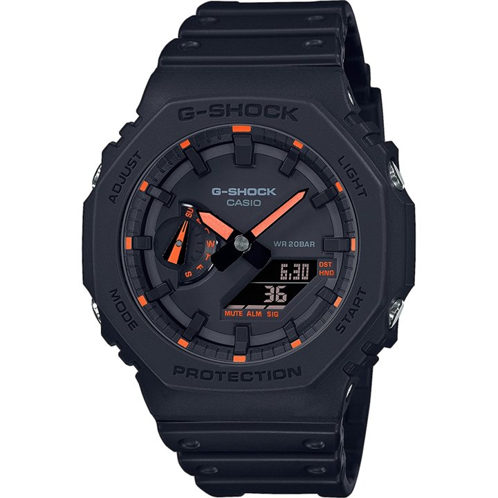 CASIO G-SHOCK Mod. OAK - Neon Orange Indexes - WW.GA-2100-1A4ER - Teknashop Ltd