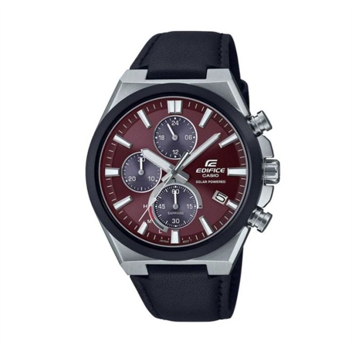 CASIO EDIFICE Mod. SOLAR POWERED CHRONOGRAPH, LEATHER - RED ***SPECIAL PRICE*** - WW.EFS-S630BL-5AVUEF - Teknashop Ltd