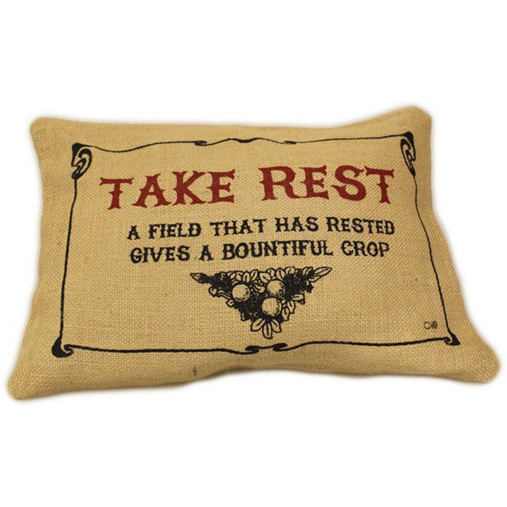CUSCINI LETTERARI - Copricuscino in Juta lavata / Juta washed pillow case TAKE REST - Size 38x25cm - WW.SLEEP-J-01 - Teknashop L