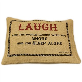 CUSCINI LETTERARI - Copricuscino in Juta lavata / Juta washed pillow case LAUGH - Size 38x25cm - WW.SLEEP-J-02 - Teknashop Ltd