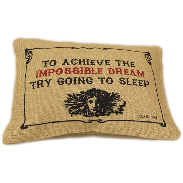 CUSCINI LETTERARI - Copricuscino in Juta lavata / Juta washed pillow case IMPOSSIBLE - Size 38x25cm - WW.SLEEP-J-03 - Teknashop 