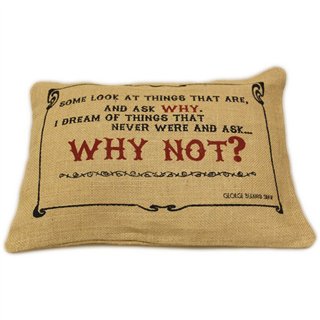 CUSCINI LETTERARI - Copricuscino in Juta lavata / Juta washed pillow case WHY NOT - Size 38x25cm - WW.SLEEP-J-05 - Teknashop Ltd
