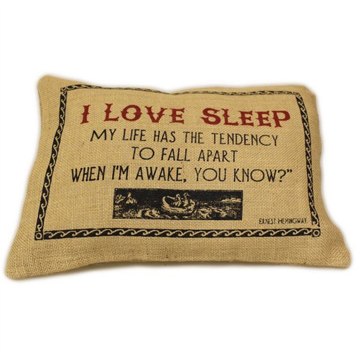 CUSCINI LETTERARI - Copricuscino in Juta lavata / Juta washed pillow case LOVE SLEEP - Size 38x25cm - WW.SLEEP-J-06 - Teknashop 