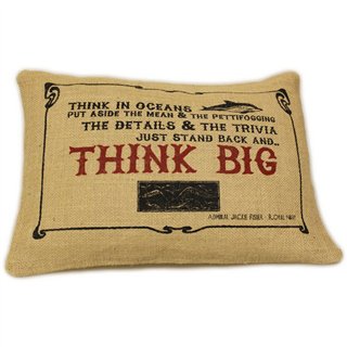 CUSCINI LETTERARI - Copricuscino in Juta lavata / Juta washed pillow case THINK BIG - Size 38x25cm - WW.SLEEP-J-07 - Teknashop L