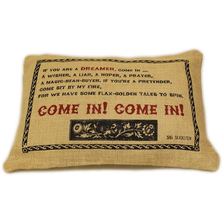 CUSCINI LETTERARI - Copricuscino in Juta lavata / Juta washed pillow case COME IN! - Size 38x25cm - WW.SLEEP-J-08 - Teknashop Lt
