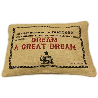 CUSCINI LETTERARI - Copricuscino in Juta lavata / Juta washed pillow case GREAT DREAM - Size 38x25cm - WW.SLEEP-J-10 - Teknashop