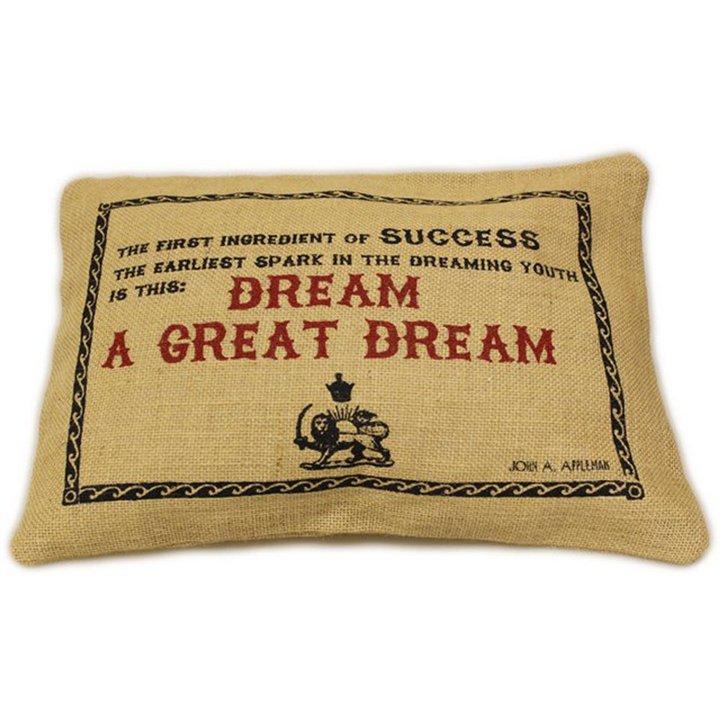 CUSCINI LETTERARI - Copricuscino in Juta lavata / Juta washed pillow case GREAT DREAM - Size 38x25cm - WW.SLEEP-J-10 - Teknashop