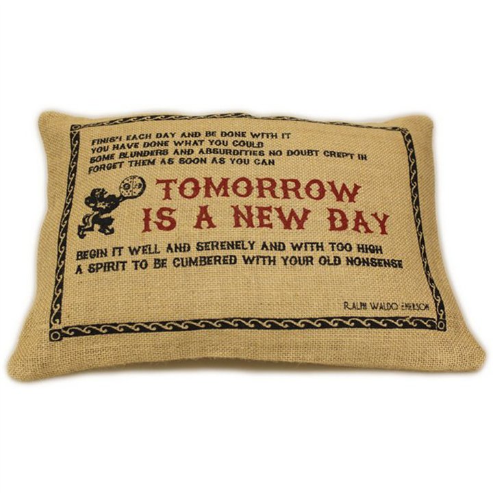 CUSCINI LETTERARI - Copricuscino in Juta lavata / Juta washed pillow case TOMORROW - Size 38x25cm - WW.SLEEP-J-12 - Teknashop Lt