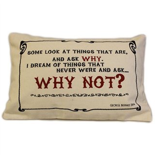 CUSCINI LETTERARI - Copricuscino in Juta lavata / Cotton pillow case  WHY NOT - Size 38x25cm - WW.SLEEP-C-05 - Teknashop Ltd