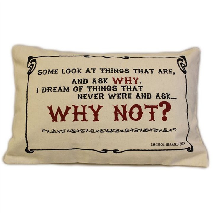 CUSCINI LETTERARI - Copricuscino in Juta lavata / Cotton pillow case  WHY NOT - Size 38x25cm - WW.SLEEP-C-05 - Teknashop Ltd