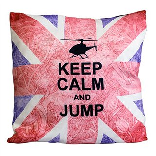 CUSCINI LETTERARI - Copricuscino in Juta lavata / Cotton pillow case  KEEP CALM AND JUMP - Size 40x40cm - WW.UNIONJACK-C-04 - Te