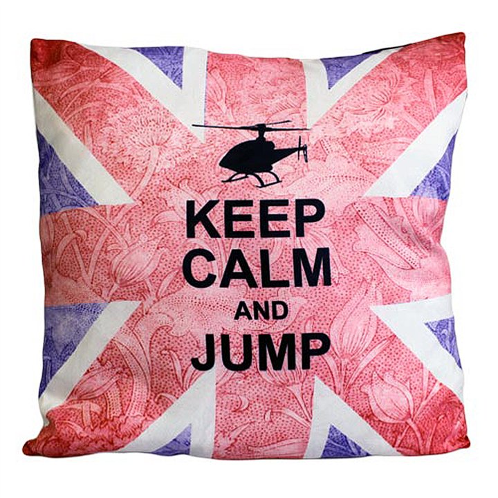 CUSCINI LETTERARI - Copricuscino in Juta lavata / Cotton pillow case  KEEP CALM AND JUMP - Size 40x40cm - WW.UNIONJACK-C-04 - Te