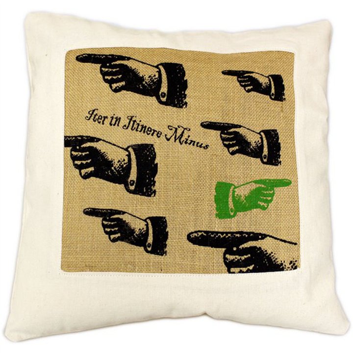 CUSCINI LETTERARI - Copricuscino in Juta lavata / Cotton pillow case  e Juta lavata ITER IN ITINERE MINUS - Size 40x40cm - WW.LA