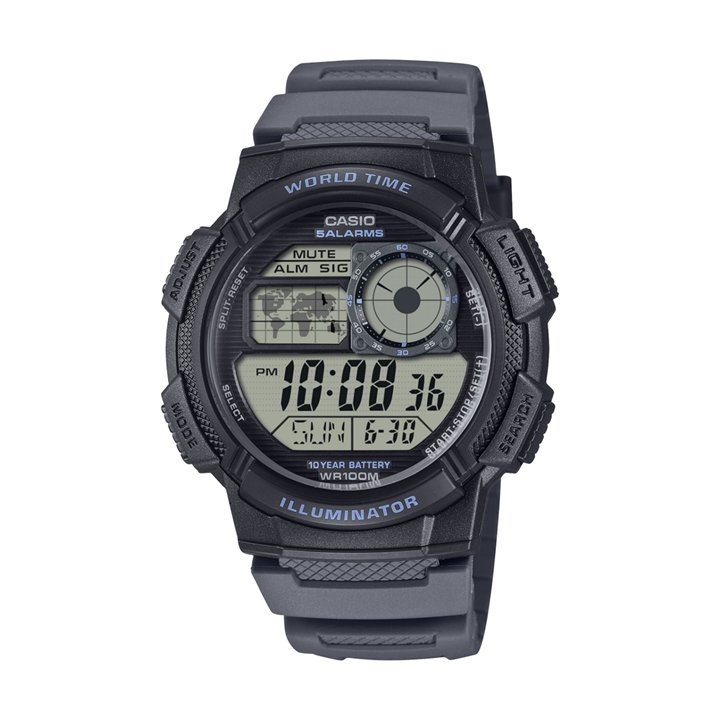 CASIO SPORT Mod. DIVER - WORLD TIME ILLUMINATOR 5 ALARMS, 10 YEARS BATTERY - WW.AE-1000W-8AVEF - Teknashop Ltd