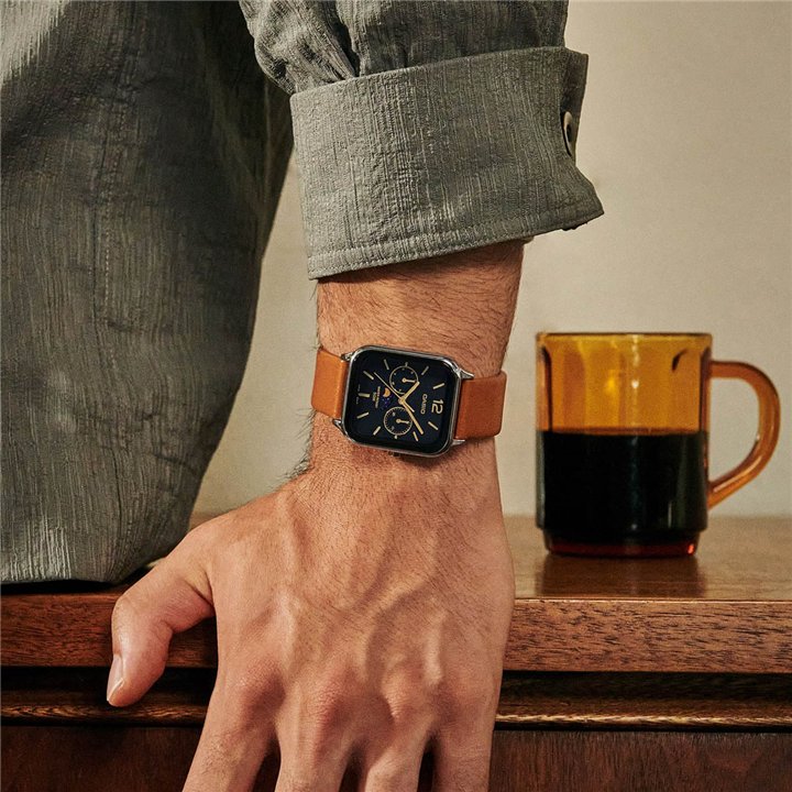 CASIO COLLECTION Mod. MOONPHASES LEATHER - BLACK - WW.MTP-M305L-1AVER - Teknashop Ltd