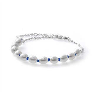 PANDORA JEWELS Mod. TREATED FRESHWATER CULTURED PEARL BLUE CORD - Size 16 - WW.591689C01-16 - Teknashop Ltd